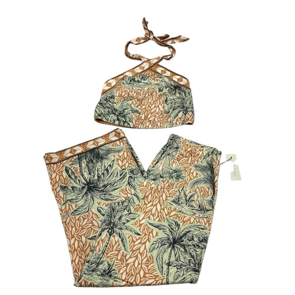 Rachel Zoe Tropical Print Jumpsuit - Green and Brown
